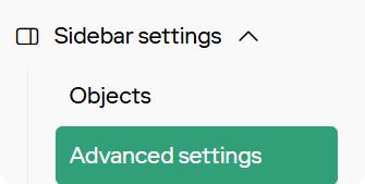 Advanced settings tab in the Sidebar settings menu