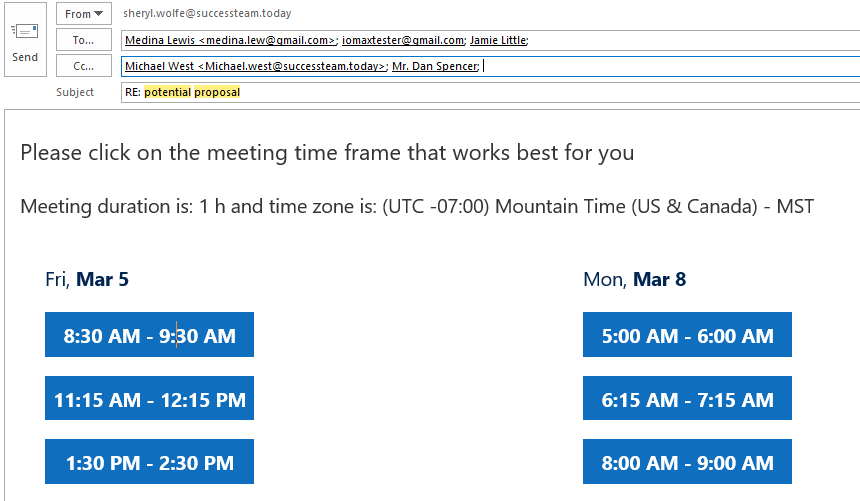 How To Send Meeting Time Slots Revenue Grid Knowledge Base